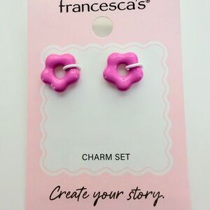 Francesca’s Charm Bar Pink Flower Connector Ring Charm Set | NOT Earrings | NEW